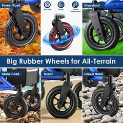 All-Terrain Rollator Walker with Non-Pneumatic Tire 12” Front Rubber Wheels USA