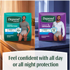 Depend Night Defense Incontinence Underwear for Men, Adult Diapers, L, 56 Count