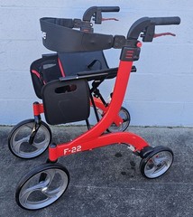 Drive F-22 Rollator Walker GV974RD Handle Breaks Seat Pouch 300lb Capacity (Red)