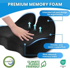 Portable Ergonomic Seat Cushion with Removable Cover – Ideal Pain Relief, Black