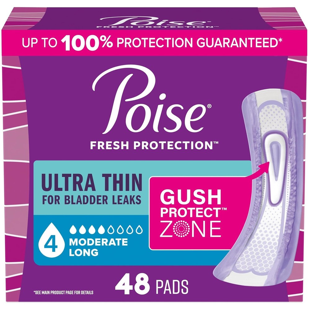 Poise Ultra Thin Incontinence Pads Bladder Leaks Postpartum Modera 4 Drop