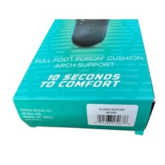 10 Seconds Arch Stability Insoles Men 7 Women 8.5 Full Foot PORON Cushion Teal