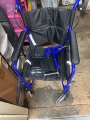 Excel Freewheel Foldable Transport Wheelchair, Blue/Black, Padded Armrest