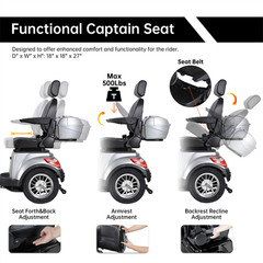 800W All Terrain Electric Mobility Scooters for Seniors 500lbs 60V/20A 31 miles