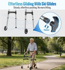 Lightweight Foldable Walker for Seniors, 350lb Capacity, One-Hand Folding, 8 Hei