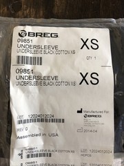 BREG (#09851) UNDERSLEEVE Black Knee Brace | Size XS | Brand New