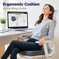 Seat Cushion – Memory Foam Sitting Pillow for Office Chair, Car Seat, Airplane,