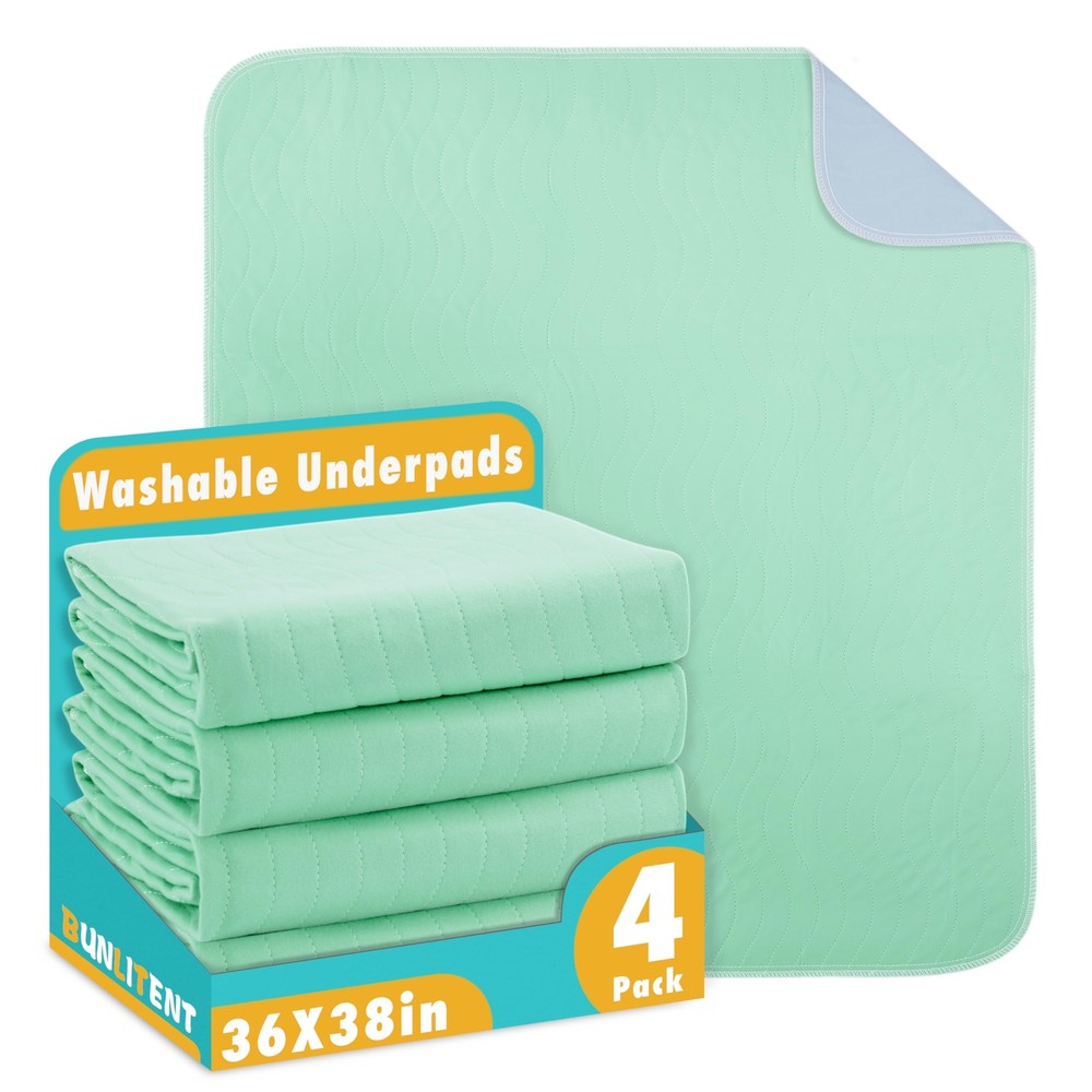 Washable Underpads 36″ x 38″ 4 Pack – Heavy Absorbency Reusable Bedwetting In…