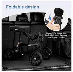Aojin Knee Scooter Walker 300lb Capacity All Terrain Foldable w/ Bag