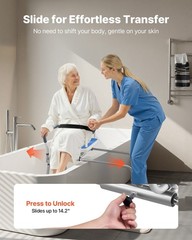 Heavy-Duty Sliding Shower Bench: 400lb, Swivel Seat, 15-Level Height Adjustment