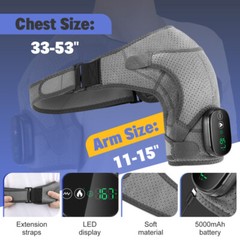 Touch Screen Heated Vibration Shoulder Massager Brace Joint Support Relief Pain