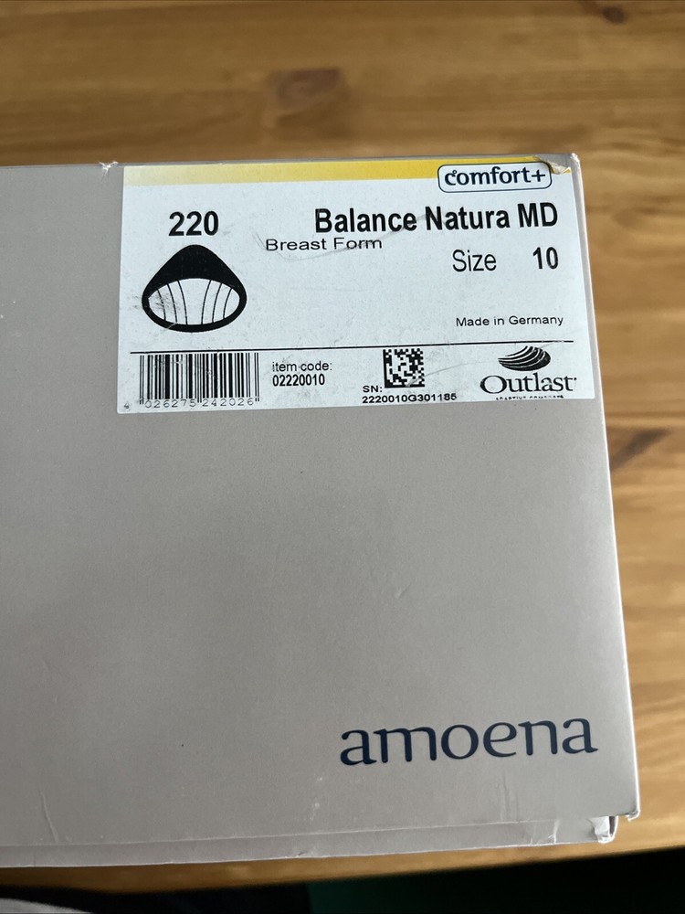 Amoena 220 Balance Natura Medium Delta Compensation Shell Outlast Size 10