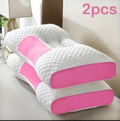 2PC Cervical Neck Pillow Set Ergonomic Orthopedic Contour Memory Foam Support Si