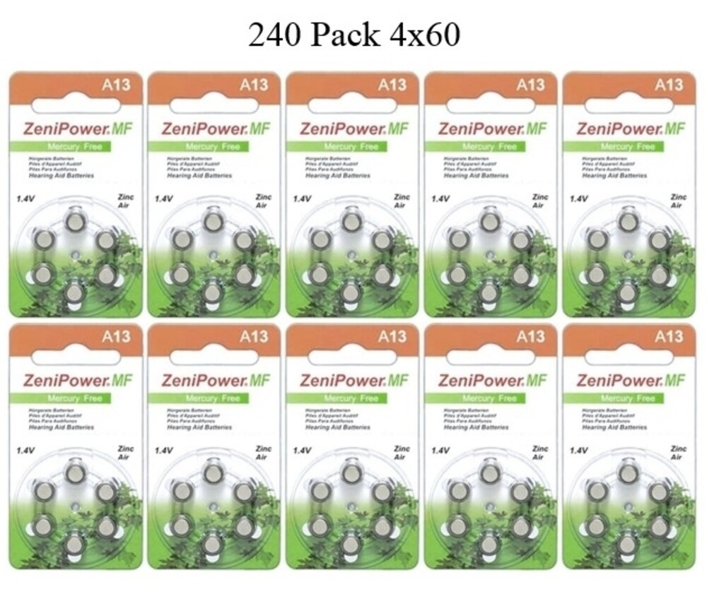 ZeniPower Size A13 PR48 Mercury Free Hearing Aid Batteries Pack of 240