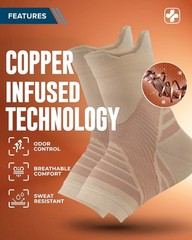 Copper Ankle Compression Sleeve for Pain Relief – Open-Toe Design – Medium Size