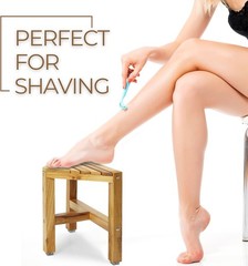 Teak Shower Stool, Teak Shower Bench, 12“ Shower Foot Rest for Shaving Legs,…