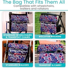Water-Resistant Wheelchair Accessory Bag with Four Outer Pockets for Convenience