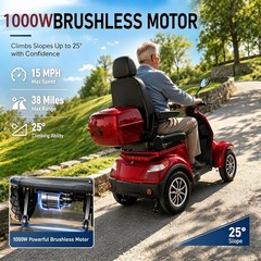 Mobility Scooter for Seniors 600 lbs Heavy Duty 4 Wheel Electric Travel 38miles