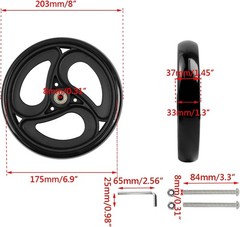 Wealrit 2 Pcs Solid 8 Inch Replacement Wheels for Wheelchairs, Walker, Drive …