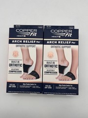 2x COPPER FIT ARCH RELIEF PLUS ORTHOTIC SUPPORT ADJUSTABLE ONE SIZE NIB MR 861