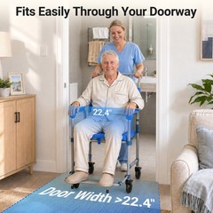 4-in-1 Bedside Commode Wheelchair Rolling Shower Chair Toilet Seat 330lb