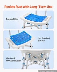 VEVOR Shower Chair 500LBS Capacity Bathtub Seat for Inside Shower or Tubs