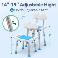 Loyoda Shower Chair for Inside Shower with Removable Back, Adjustable Height.