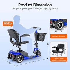 Used 3 Wheel Mobility Scooter Electric Powered Mobile Folding Wheelchair Device
