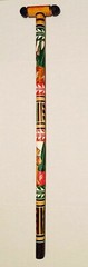 T Handle Hand Carved Painted Authentic Mexican Walking Cane Stick Staff Aztec #1