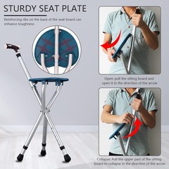 Compact 440 lbs Cane with Comfortable Seat & Adjustable Height – Portable Design