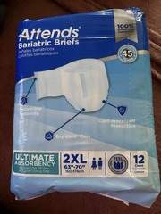 Attends Bariatric Incontinence Adult Underwear Diapers Heavy 2XL 63-70” 4 Pack