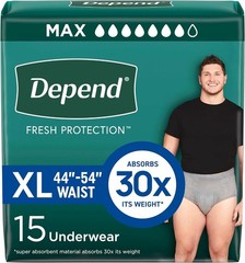 Fresh Protection Adult Diapers for Men Extra-Large Grey 15 Count