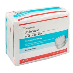 Covidien Sure Care 1605 Adult Disposable Pull On Up Underwear Diapers S/M 80 Ct