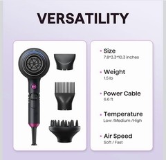 Wavytalk Hair Dryer Diffuser Blown Away Ionic Hair Dryer For Curly Hair Comb