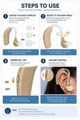 Digital Rechargeable BTE Hearing Aids Volume Control Beige w/ Charging Case