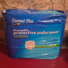 Entrust Plus Incontinence Pants Maximum Absorbency Large Disposable 16 Pair