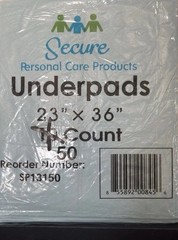 Secure Personal Care SP13150 Underpads 50 Count 23in x 36in Dog Pee Pads Puppy