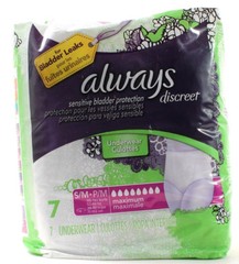 Always Discreet 7 Underwear S/M 115-190 LBS Sensitive Bladder Leaks Protection