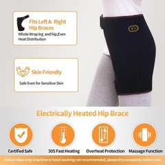 Electric Massager 3 Modes Heated Hip Brace Vibration Thigh Brace Support Adult