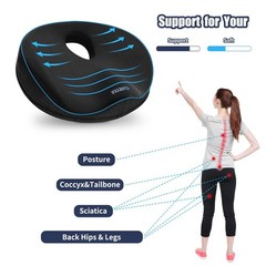 Memory Foam Donut Pillow for Tailbone Pain Relief, Hemorrhoids & Sciatica Comfor
