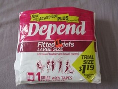 1990 Vintage Depend Fitted Briefs Large Trial Size 1 Brief with Tapes