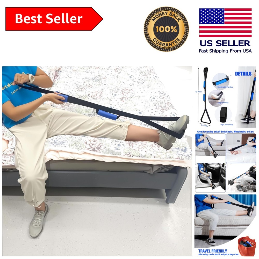 42-Inch Ergonomic Leg Lifter with Large Foot Loop for Post-Surgery Mobility Aid