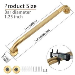 Rackickyer Shower Safety Grab Bar, 2 Pack 16 Inch Gold Bathroom 1.25″ Diamete