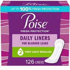 Daily Incontinence Panty Liners, 2 Drop, Very Light Absorbency, Regular,