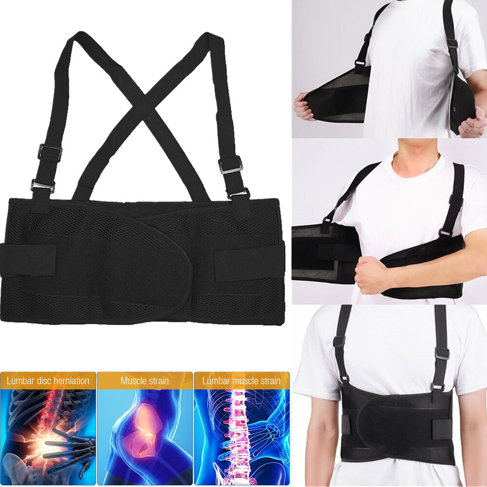 Heavy Duty Weight Lift Lumbar Lower Back Waist Support Belt Brace Suspender Work