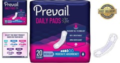 Moderate Absorbency Incontinence Pads for Women – 20 Count, 9.25 Inches Long