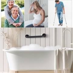 Powder Coated Black Grab Bar – 12“ Wall Handrail for Indoor & Outdoor Safety