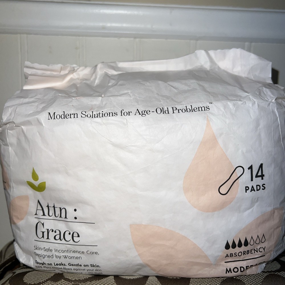 Attn: Grace Incontinence and Post Partum Moderate Pads for Sensitive Skin, 14 Ct