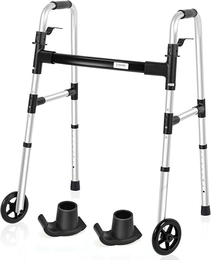 Loyoda FSA/HSA Eligible Folding Walker with 2 Skis and 5″ Wheels Lightweight …