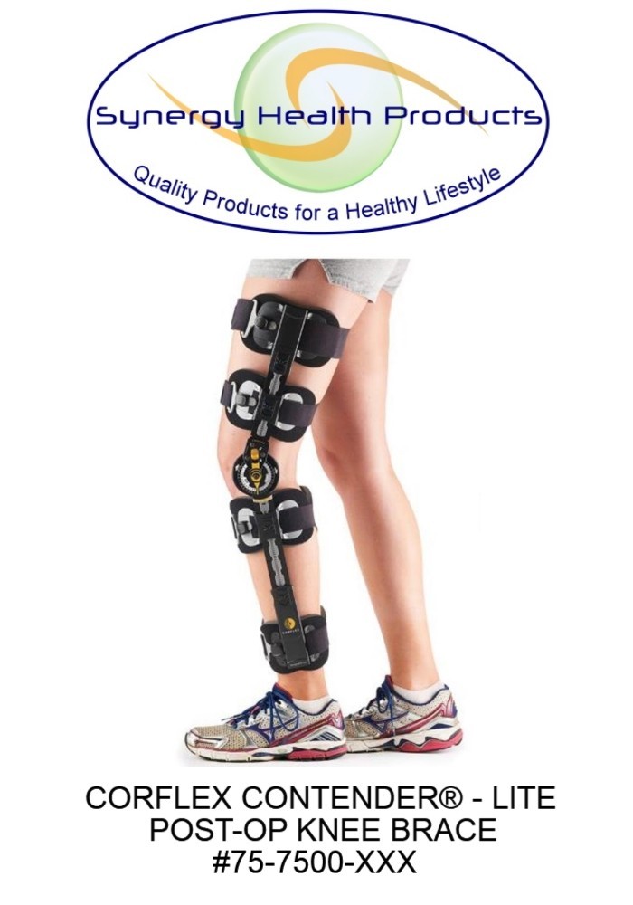 CORFLEX CONTENDER LITE Post-Op Knee Brace ROM Hinged Support Adjustable #75-7500